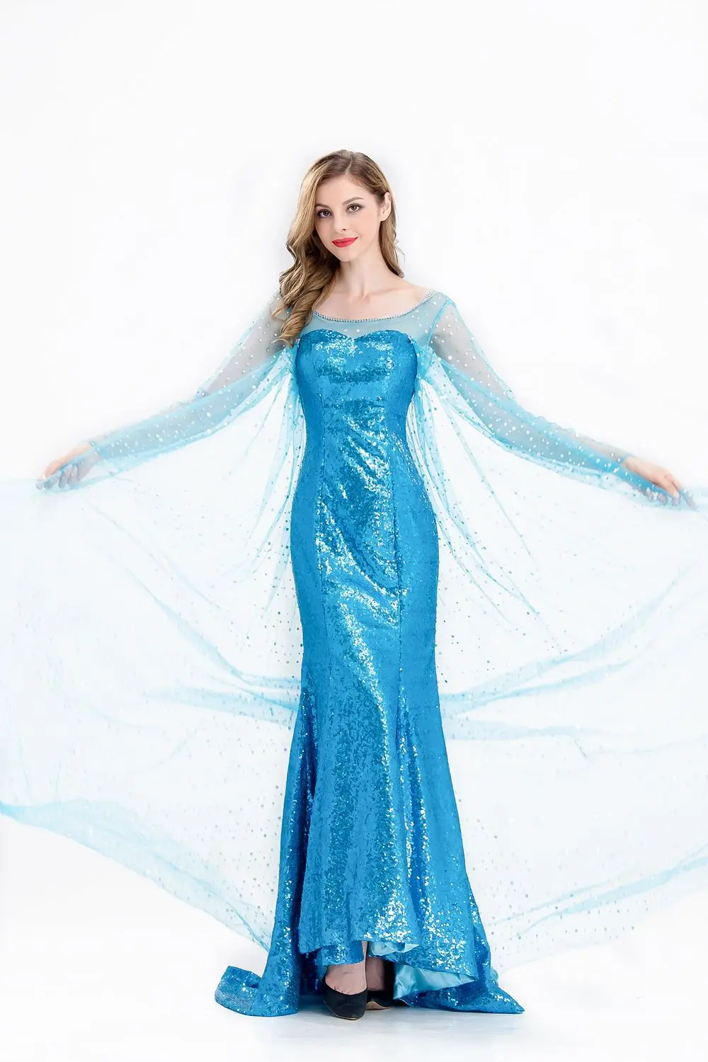 Anime Movie Froze-Elsa and Anna costume Snow Queen Cosplay Dresses for Women Halloween Costume Performance Party