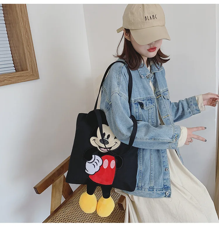 Disney Микки Маус сумка женская новая сумка большая-вместительная мягкая сумка-мессенджер canves tote сумка для покупок