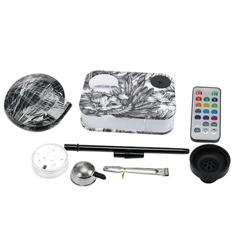 

Factory Retail Sheesha Drop Shipping Chicha Plastic Narguile Acrylic Portable Nargile Hookah Shisha Set With LED Light