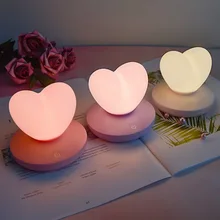 Светодиодный настольный светильник с сенсорным управлением USB перезаряжаемая лампа для моделирования девочек энергосберегающая Романтическая любовь украшение в форме сердца ночник