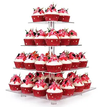 

4 Tier Square Cupcake Stand Environmental Cake Display Rack Wedding Candy Cake Stand Party Cake Decorating Tools
