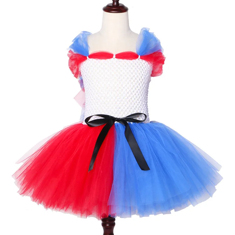 

Suicide squad Harley Quinn clown children Tutu Dress Halloween Cosplay Costume for Girls Kids Party Dress