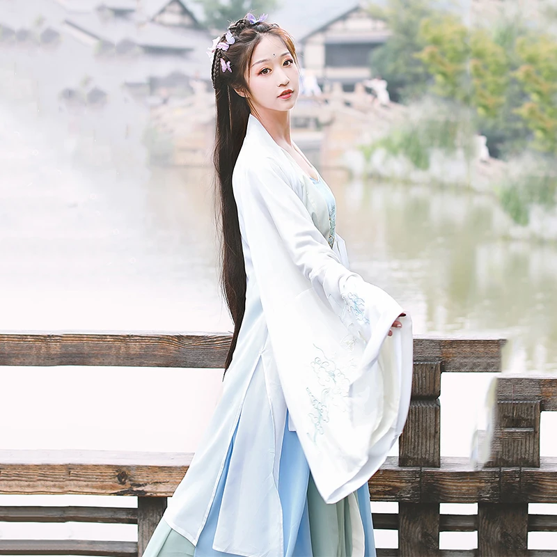 Изысканные танцевальные костюмы с вышивкой Hanfu, женское платье древней феи, народный праздничный наряд, одежда для выступлений певцов DC2718