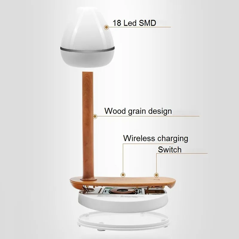  2 In 1 Table Desktop Desk Lamp LED Light Fast Wireless Charging Pad Qi Wireless Charger for Phone 8