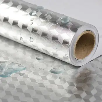

1/3M/Roll Kitchen Backsplash Wallpaper Stickers Self Adhesive Aluminum Foil Stickers Oil Proof Waterproof Kitchen Stove Sticker