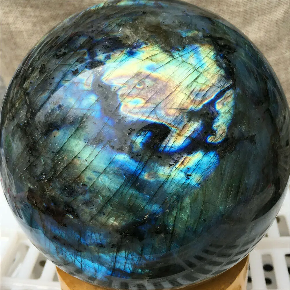 Natural labradorite sphere rock quartz crystal ball healing 4