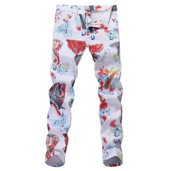 

Men Casual Fashion Trend Spring Autumn Stretch Jeans Skinny Jeans Rip Jeans Frayed Trouser Slim Fit Denim Trousers