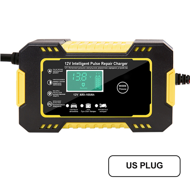 Battery Charger 12v 6A Pulse Repair LCD Display Smart Charge AGM Deep Cycle GEL Lead-Acid Automatic Fast Power Charging