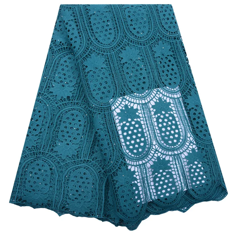 

Kalume Green African Water Soluble Cord Lace Fabric Hollow Out Nigerian Guipure Cord Lace Fabric Pineapple Style For Dress F1783
