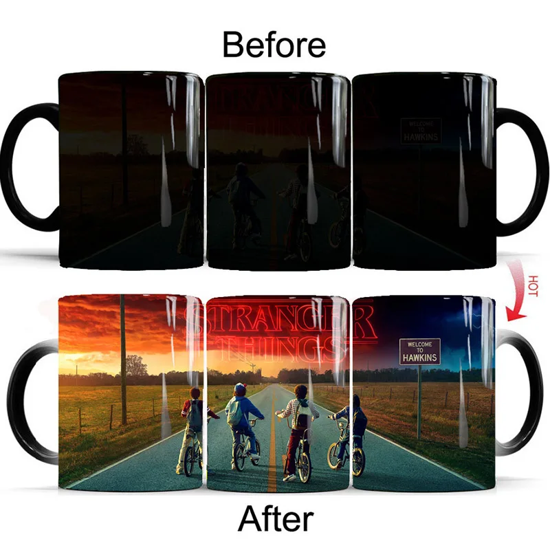 

New 1Pcs Stranger Things Coffee Magic Mug 350mL Creative Color Changing Mug Best Drinking utensils Gifts