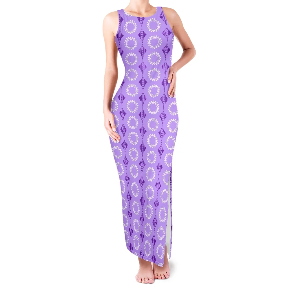 

The Latest Design Polynesian Samoan Tattoo Simple Style Ladies Long Skirt Fashionable Sexy Split Women Large Size Dresses