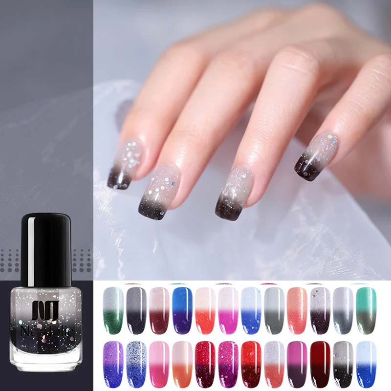 

NEE JOLIE Thermal Nail Polish Glitter Sequins Temperature Color Changing Fast Dry Manicure Varnish Gradient Nail Lacquer