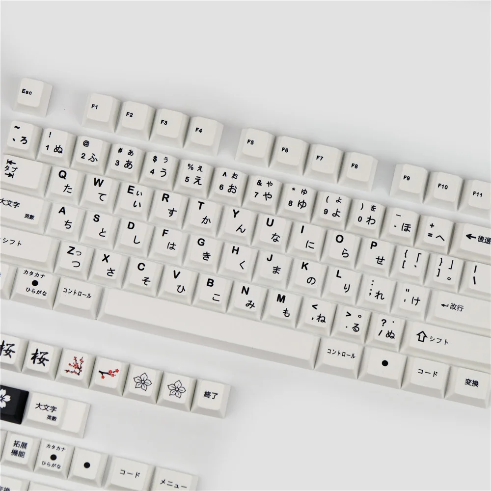 Conjunto Preto e Branco Japonês Pbt Tintura Subbed Keycaps para mx Interruptor Mecânico Teclado Cherry Perfil Chave Tampões com Barra de Espaço 7u 1 - Imagem 2