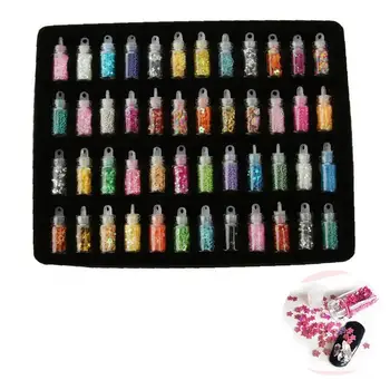 

48PCS Nail Art Pigment Glitter Dust Powder Confetti Nail Tools Nail Tips Wraps Foil Transfer Adhesive Glitters Decoration