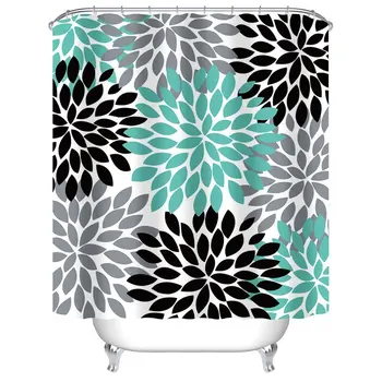 

Multicolor Dahlia Pinnata Flower Shower Curtain - Waterproof and Polyester Fabric Bath Curtain Design,60 x 72-Inch,Teal Black