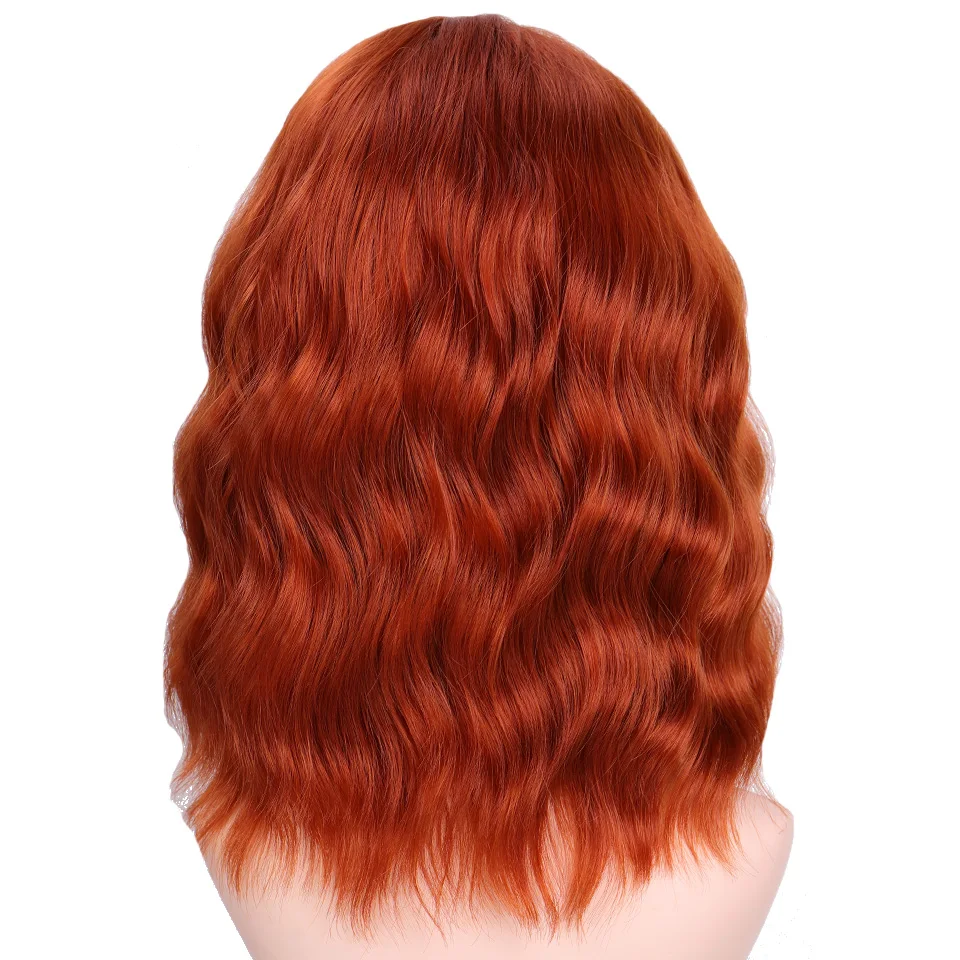 SHANGKE короткие волнистые парики для черных женщин афро-американские синтетические красно-коричневые волосы термостойкие аксессуары накладные волосы - Цвет: Красно-коричневый цвет