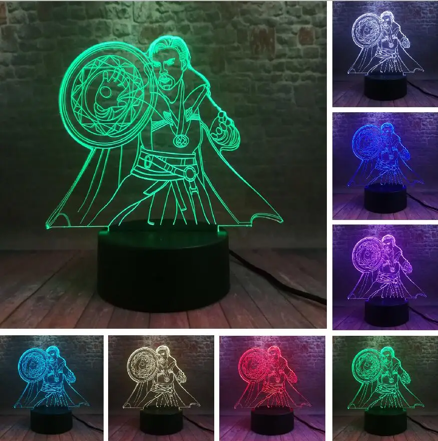 Style 1 Marvel& DC Super Heros Железный человек Черная пантера Бэтмен Доктор Стрэндж Аквамен фигурка 7 цветов изменить ночник мальчики рождественские подарки - Испускаемый цвет: Style 1
