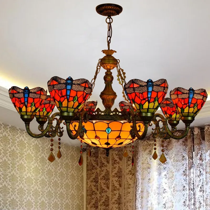 

restoring ancient ways festive red dragonfly tiffany stained glass sitting room dining-room bull pendent lamp with bedroom