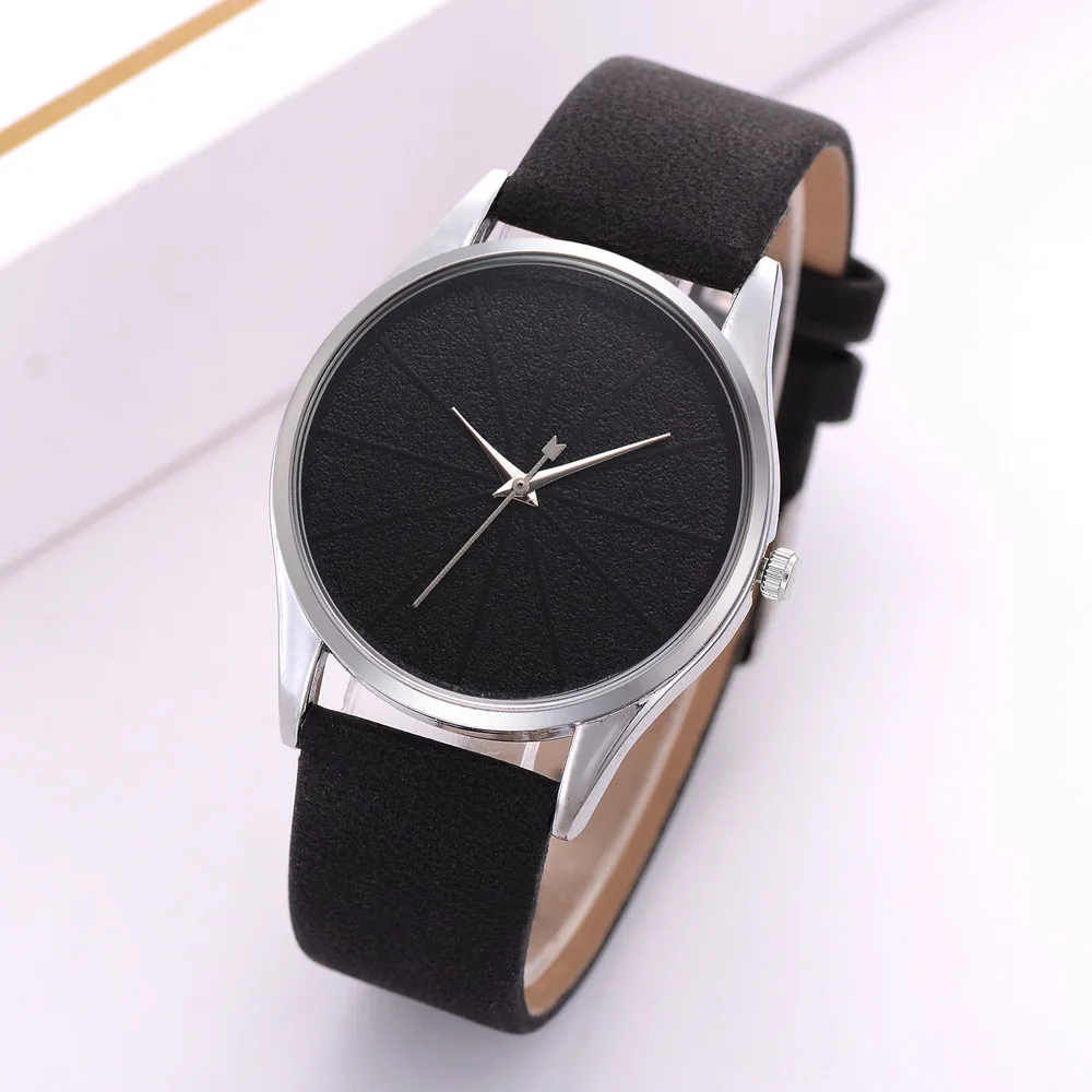 

Women Cool Black Sports Quartz Watch Simple No Digital Scale Sector Dial Genuine PU Strip Watch Accesorios Mujer Montre Femme