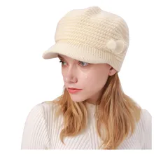 Женская хлопковая бейсболка כшляпа шляпа-шлем gorra hombre Женская однотонная вязаная шапка с помпоном наушники зимняя Толстая теплая шапка# E