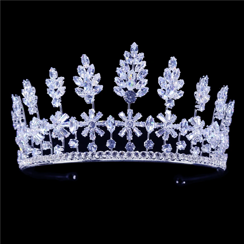 

New Bling Wedding Crown Diadem Tiara With Zirconia Crystal Elegant Woman Tiaras And Crowns For Pageant Party Bridal Wedding