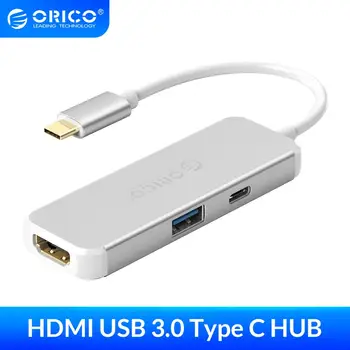 

ORICO 3 in 1 USB-C HUB Type-C To HDMI Charger Adapter 4K HD USB3.0 Splitter Converter for MacBook Samsung Galaxy Huawei Mate P20
