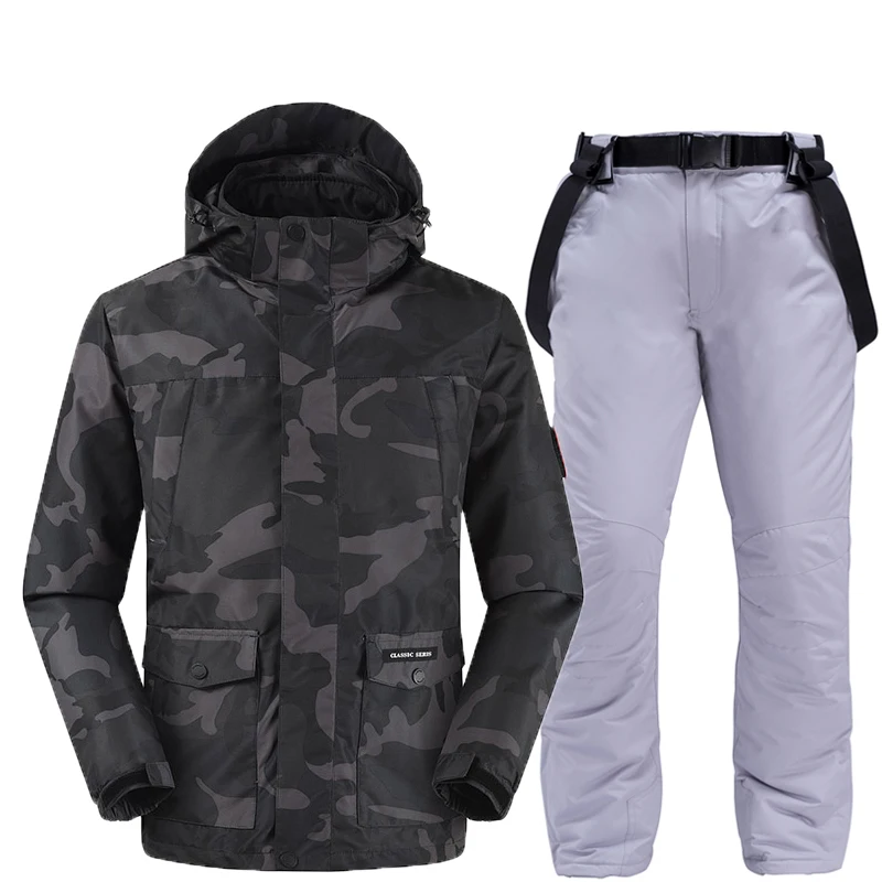 Комплекты для сноубординга, съемный, мужской лыжный костюм, лыжные куртки и брюки, очень теплая ветрозащитная Водонепроницаемая зимняя верхняя одежда - Цвет: E2