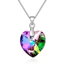 Оригинальные кристаллы от Swarovski сердце кулон ожерелье для женщин влюбленных серебряный цвет ожерелье Макси подарок на день Святого Валентина