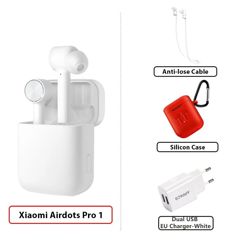 Xiaomi Airdots Pro СПЦ Bluetooth наушники ANC переключатель коснитесь Управление IPX4 Водонепроницаемый Беспроводной наушники - Цвет: 1 AddChargerCbC