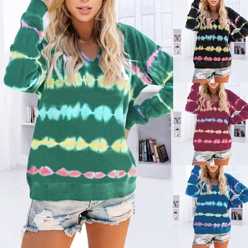 

Autumn Women's Hoodie Sweatshirt Long Sleeve Jumper Loose Pullover Tops 2020 Fashion Tie Dye Shirt Spring Casual Clothes NEW