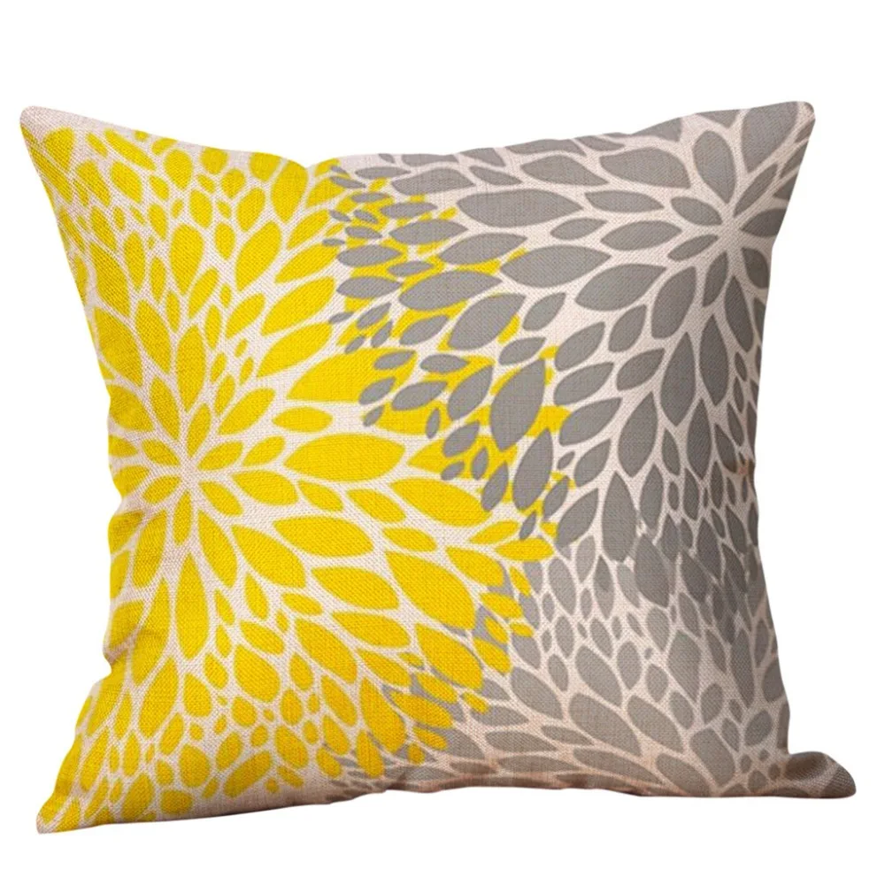 45x45CM Pillowcase Yellow Geometric Autumn Cushion Cover Patchwork Style Printed Waist Throw Pillow Covers Pillow Cases Decor Q3