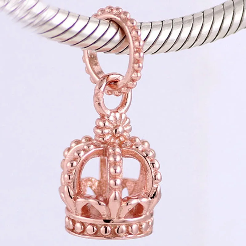 Original Rose Noble Splendor Crown Ciondolo Perline Fit 925 Sterling Silver Bead Charm Bracciale Bangle Jewelry