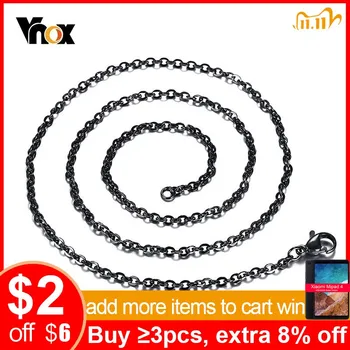 

Vnox 2.4mm Stainless Steel O Chain Necklace Black Color 50/60cm
