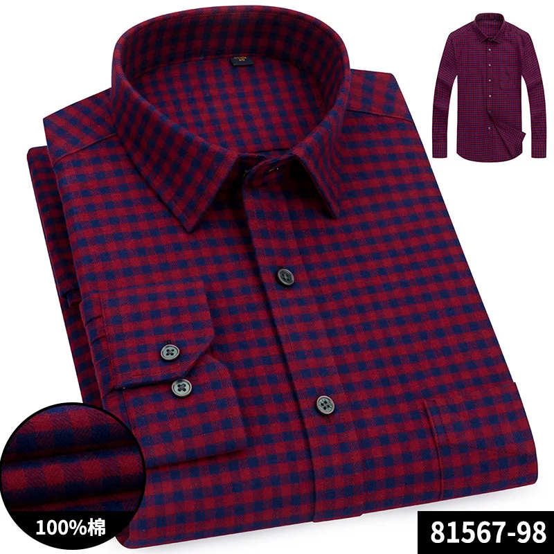 Большие Размеры M-5XL хлопок фланелевая рубашка мужские платья мужские рубашки с длинным рукавом Повседневная облегающая полосатая рубашка клетчатая рубашка уличная - Цвет: 81567-98