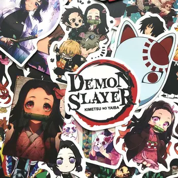 

100Pcs Demon Slayer: Kimetsu no Yaiba Anime Sticker Graffiti Stickers Suitcase Luggage Guitar Car For Children Toys