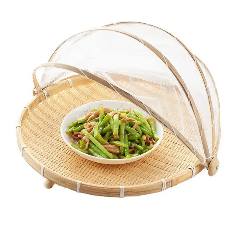 Hand Woven Food Serving Tent Basket Tray Fruit Vegetable Bread Storage