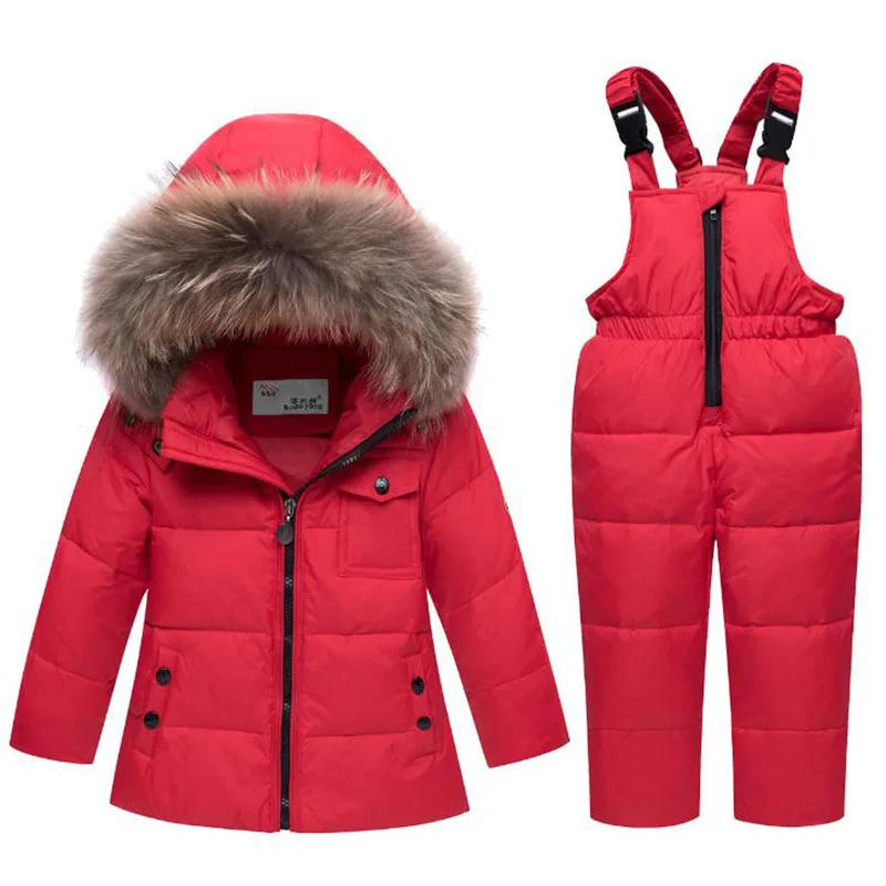 

Thick Warm Winter Jumpsuit Wool Winter Clothes 4 Colors Kids Snowsuit Winter Overalls and Hooded Coat Snow Wear