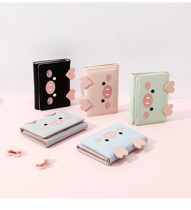 Cartoon Pig Cute Kawaii Wallet for Teen Girl Small Candy PU Leather Rfid Wallets Women 2019 Ladies Hasp Fashion Handy Coin Purse (2)