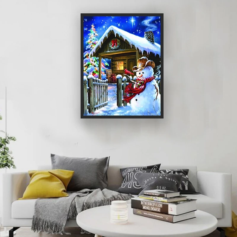 

Promotion--Christmas Diamond Painting Snowman Full Square Picture of RhinestonesDiy Handicrafts Gift Needlework Home Decoration