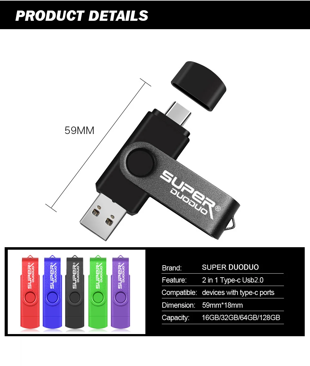 Лучший USB флеш-накопитель для Android, смартфон, 64 ГБ, тип-c, usb флеш-накопитель, 32 ГБ, металлическая карта памяти, 16 ГБ, cle usb