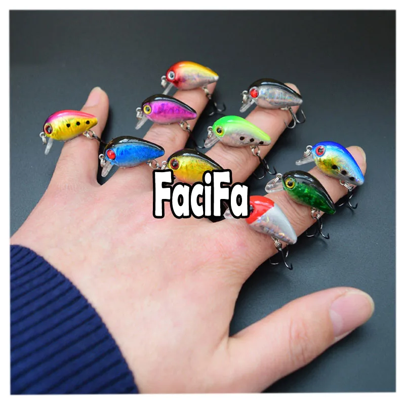 10 pcs Mini Bronzing Fishing Lures Sinking Micro Crank Bait CrankBait Rattles Lure 1.6g