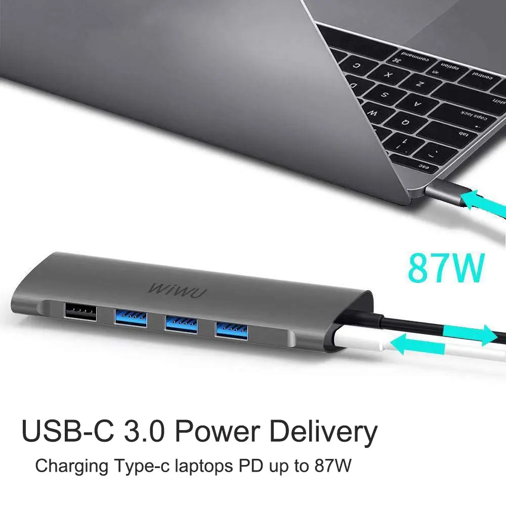 Skup WIWU 11 w 1 Multi USB 3.0 Hub do macbooka pro USB Adapter dok ładowanie type c Hub HDMI RJ45 VGA USB Splitter 3.0 USB c Hub