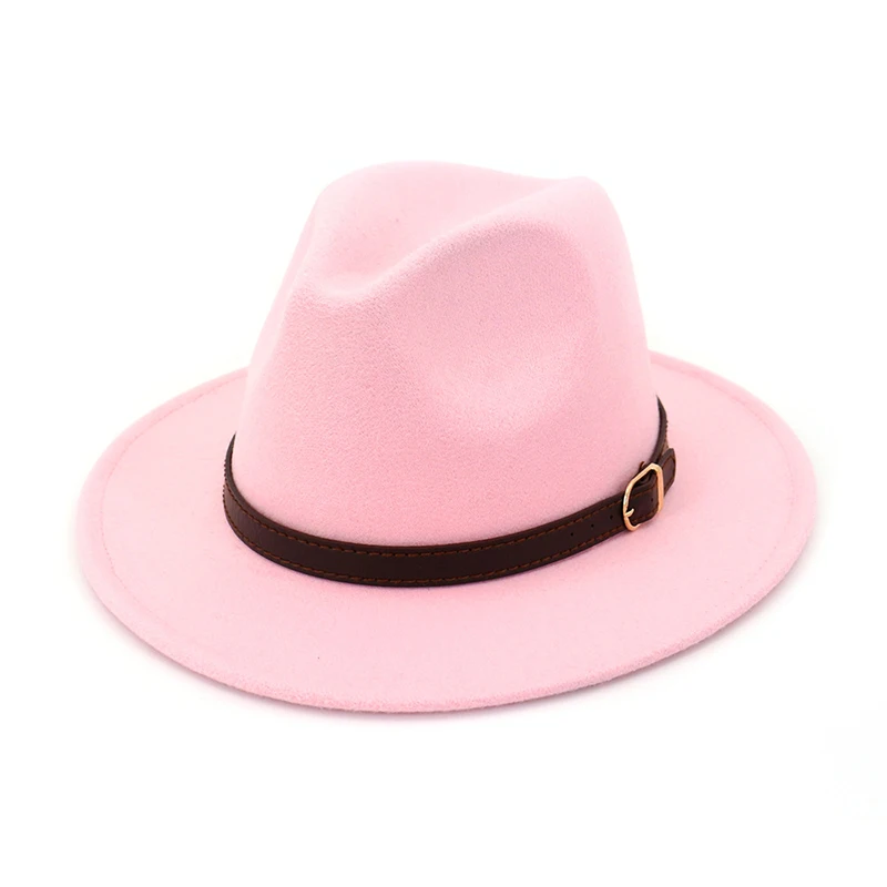 FS Women Wool Winter Felt Jazz Hats Men Fashion Black Pink Army Green Top Jazz Hat Fedoras Chapeau Sombrero Mujer