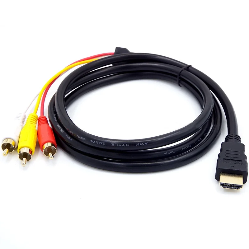 HDMI Male-3 RCA/av-разъем видео 5FT адаптер для кабельного шнура для ТВ HD tv DVD 1080p HDMI AV-3RCA адаптер кабель передачи сигнала 1,5