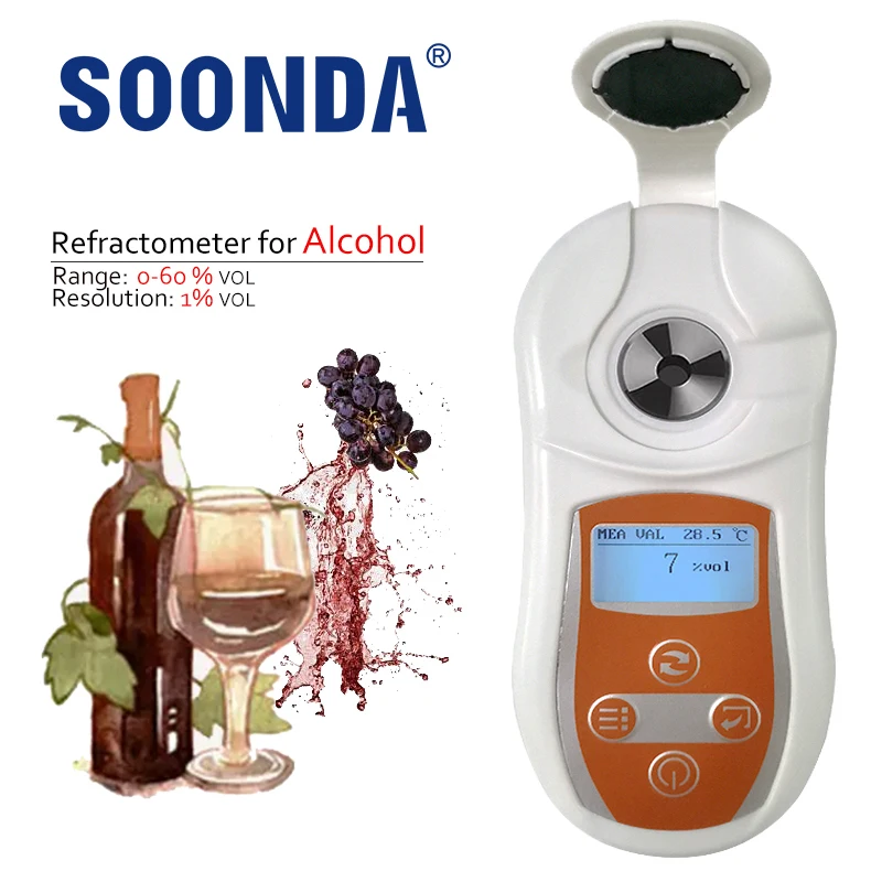 060vol Alcoholometer Digital Refractometer For Cocktail Fermented