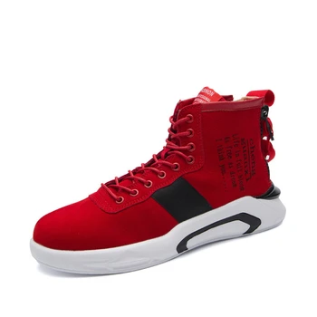 

Fashion High Top Sneakers Men 2018 Height Increasing 6cm Casual Leather Elevator Shoes Men Young Style Casual Hip Hop Shoes