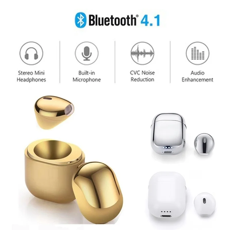 Невидимая гарнитура Bluetooth мини Беспроводной наушники 3D стерео хэндс-фри Шум снижение Bluetooth наушники и Мощность