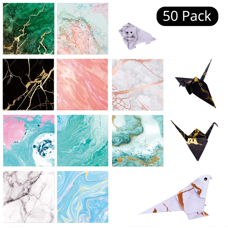 

Hot 50pc Square Origami Paper Marble Bronzing Art Background Folded Paper Card Making DIY Scrapbooking Paper Craft Decor 15Ч15cm