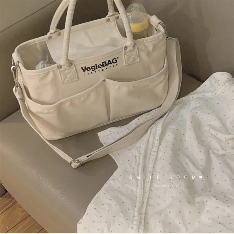 

MILANCEL Diaper Bags Canvas Bag Velcro Solid Mother and Baby bag Fashion Diaper Bags With Crossbody Strap