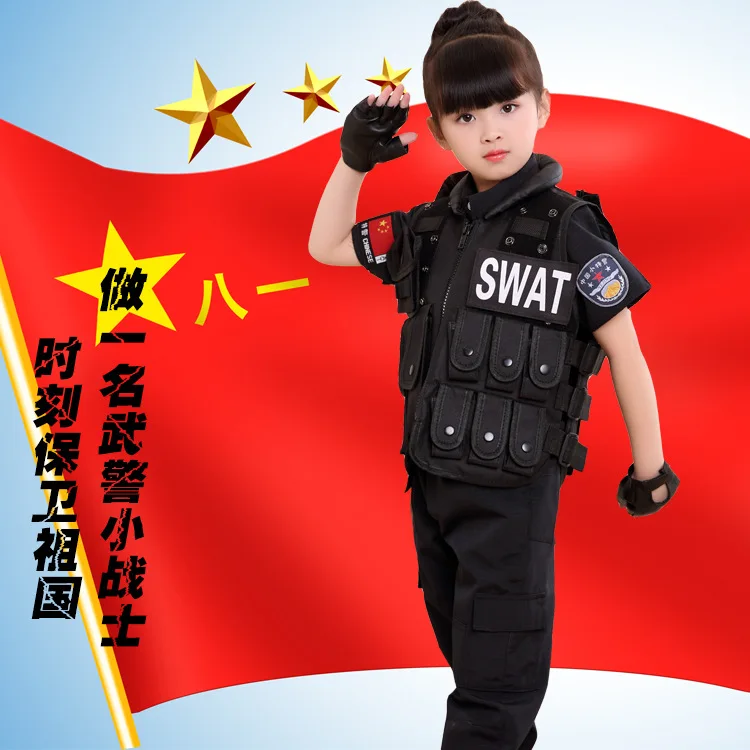 Детская полицейская Униформа спецназ одежда детский сад танцевальное платье маленький полицейский костюм Дорожный Полицейский костюм для сцены